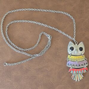 Owl Necklace Colorful Enamel